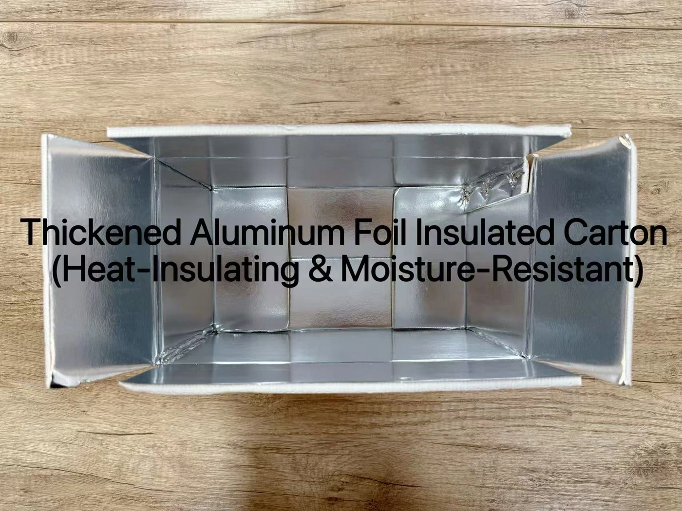 Supplied photograph of a thickened aluminium foil insulated carton
