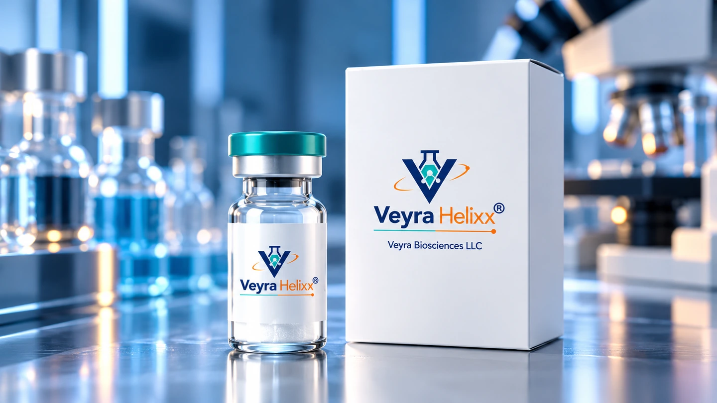 Veyra Helixx reference vial and retail packaging