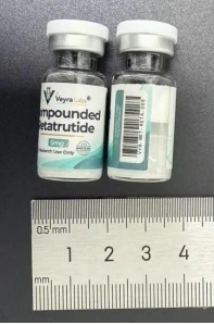 Vial photograph included in the Retatrutide 5 mg reference report